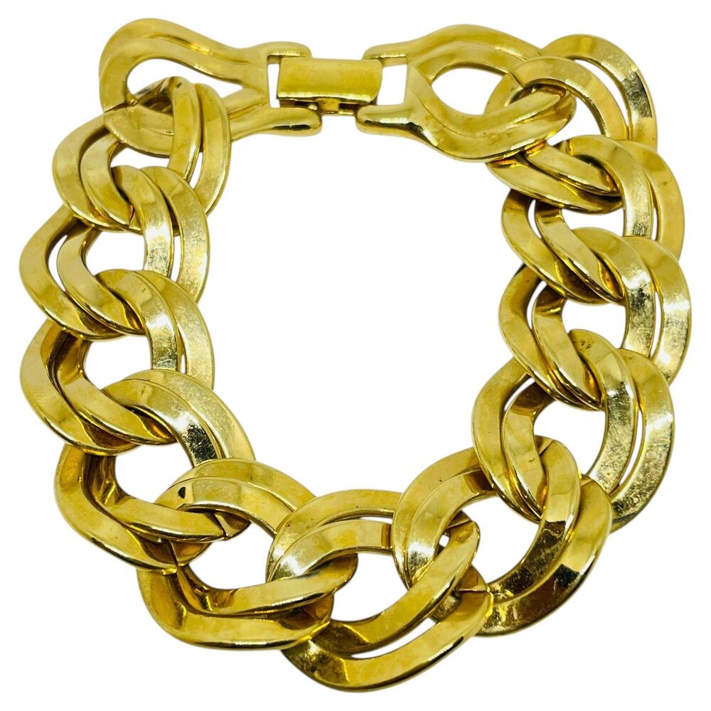Vintage MONET signed gold tone chain designer bracelet